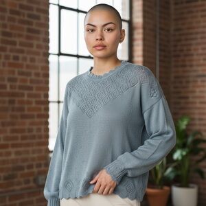 Jaclyn Smith 22W Women’s Long Sleeve Light Blue Sweater